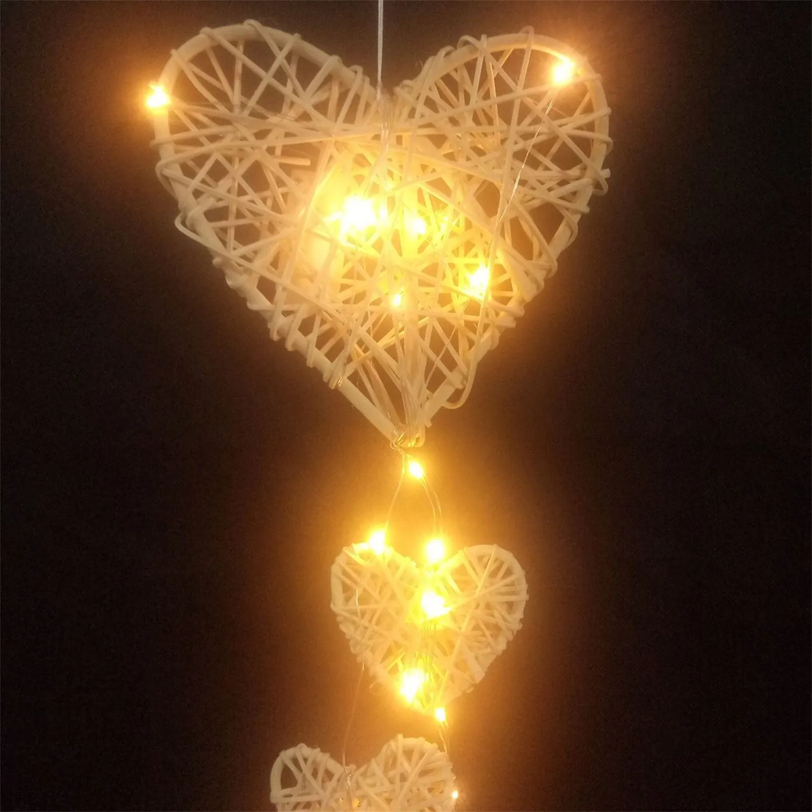 40# Natten Lys Ornament Hjem Dekoration Flettede Hjerte Formet Valentine ' s Day Indretning Kæreste En Streng Af Lys Dreamcatcher 5