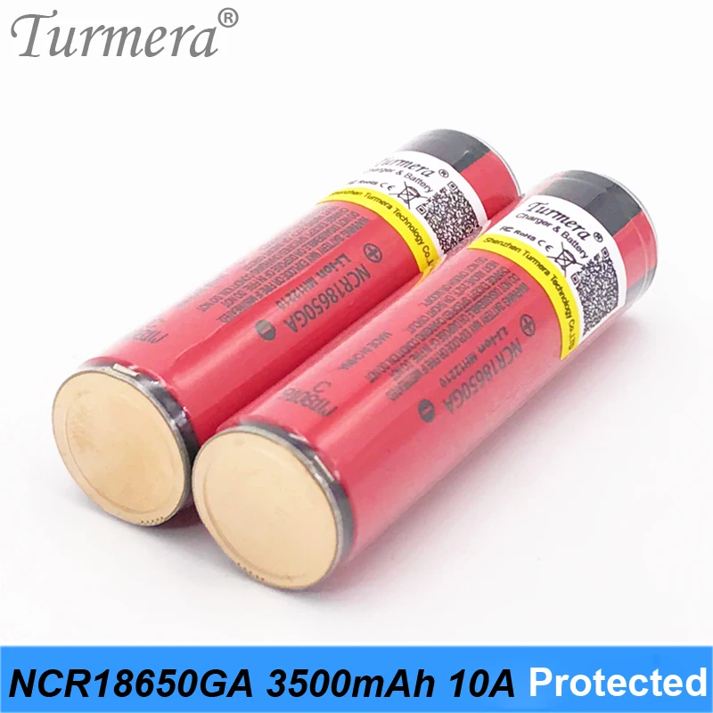 Turmera 18650 3500mAh Batteri NCR18650GA 10A afladningsstrøm med Beskyttet yrelsen for Genopladelig Lommelygte og Bruge Forlygte 5