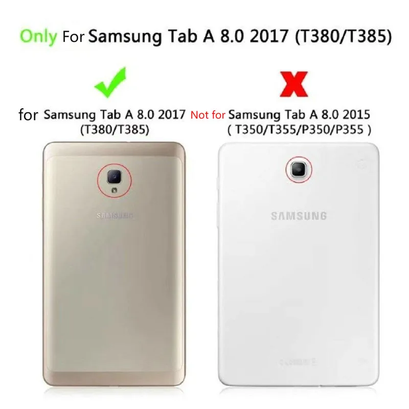 PU Læder taske til Samsung Galaxy Tab Et 8,0 2017 Dækning for SM-T380 SM-T385 T380 T385 8.0 tommer Tablet 360 Graders Roterende funda 5