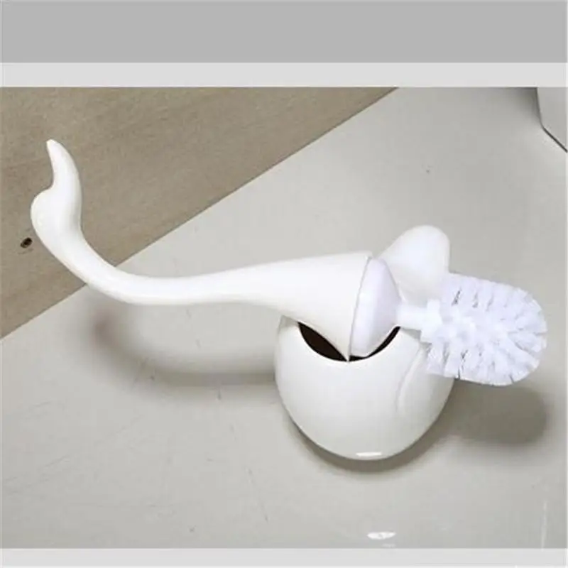 Innovative Swan Form Toilet Børste Badeværelse Tilbehør Keramiske Base Plast Håndtag Rensebørste Til Badeværelse Home Hotel 5