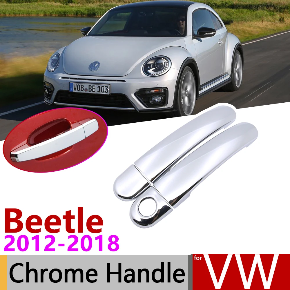 For Volkswagen, VW Beetle New Beetle 2012~2018 Krom dørhåndtag Dække Bil Tilbehør Klistermærker Trim Sæt 2013 2016 2017 5