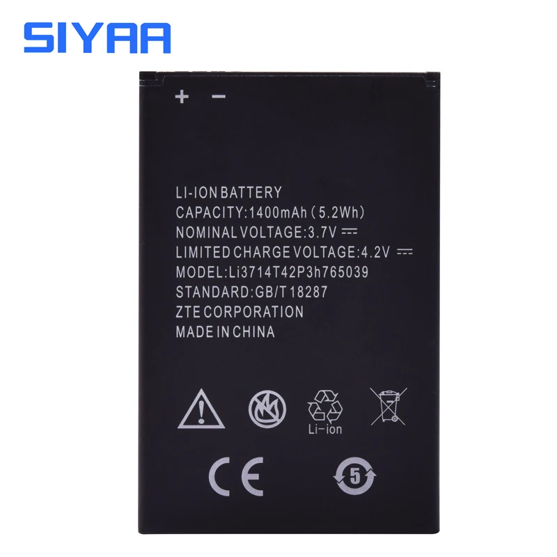 SIYAA Telefonens Batteri LI3714T42P3H765039 For ZTE Blade A3 T220 AF3 T221 A5 AF5 Udskiftning Originale Batteri med Høj Kapacitet 1400mAh 5