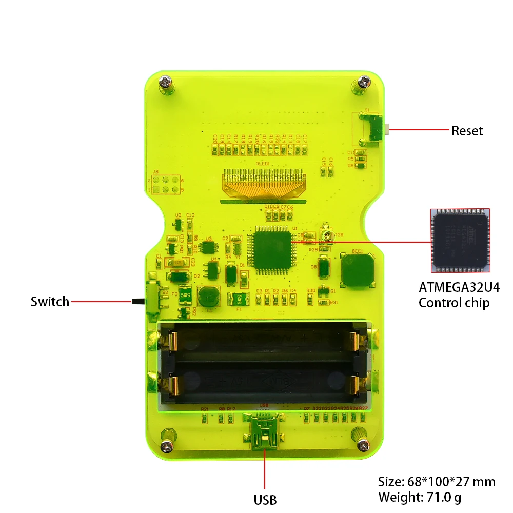 Keyestudio GAMEPI ATMEGA32U4 DIY Kit HandheldCon W/OLED-Spil Maskine Konsollen Starter Kit til Arduino kompatibel med ARDUBOY 5