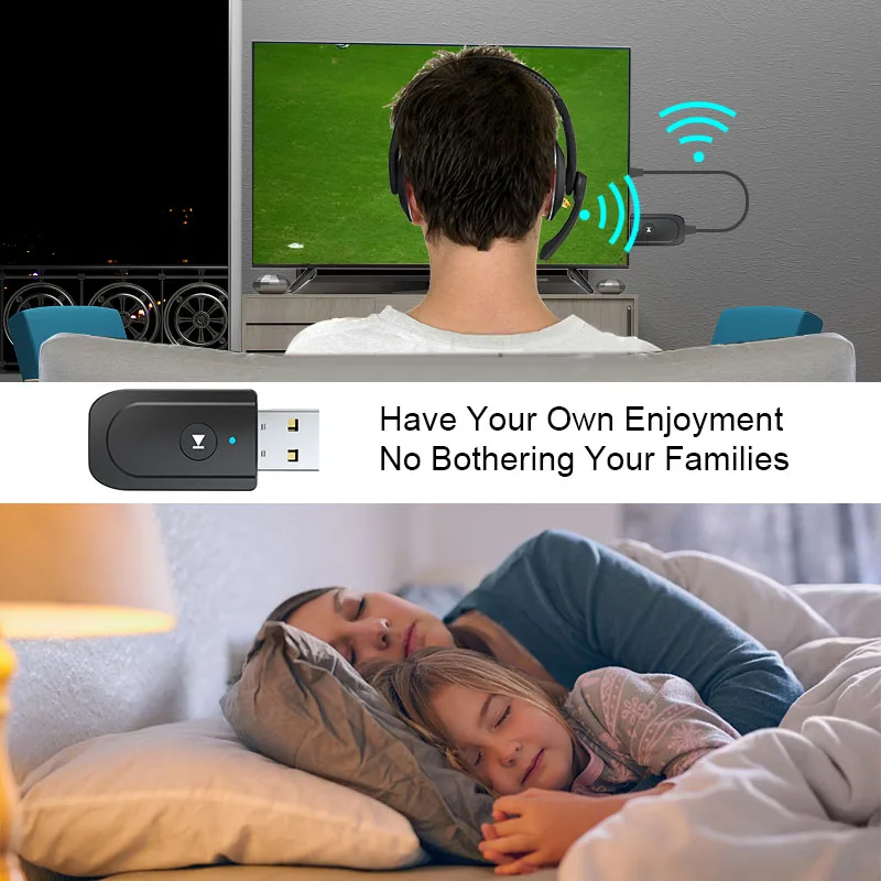 8D Stereo, PC, TV, Trådløs Gamer Hovedtelefoner med Mikrofon & Laptop Tablet-Bluetooth-Sender, 500mAh Gaming Headset Musik Hjelm 5