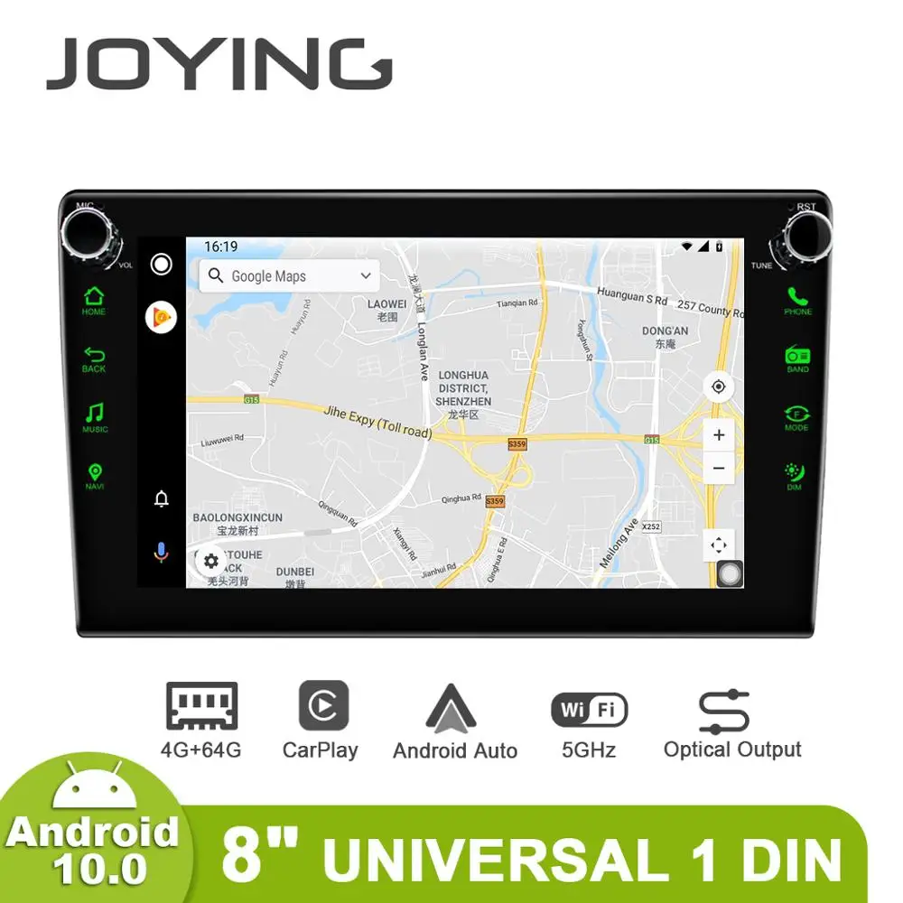 JOYING hovedenheden 8 tommer, 1280*720 IPS-skærm bil radio GPS-Navigation universal car multimedia video afspiller 4GB+64GB med 4G BT 5