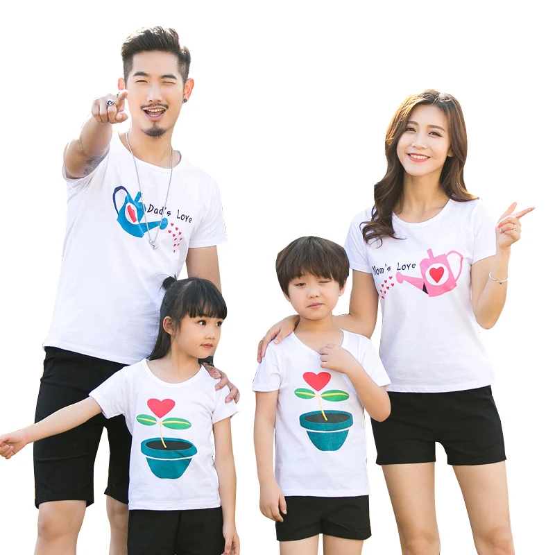 Familie sat dyrke Elsker Sommer Kort ærme T-shirt Matchende Family Tøj Outfits Til Mor, Datter Og Far, Søn 5