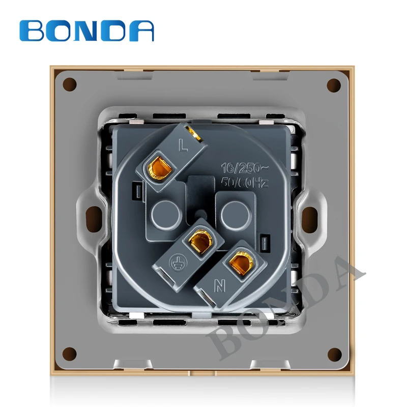 BONDA tysk standard socket hvid sort guld krystal glas / plastik panel AC 110 250V stikkontakt 16A 2100ma stikkontakt 5