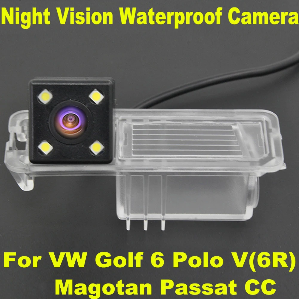CCD Bil CCD 4 LED Nat Omvendt Backup Parkering Vandtæt bakkamera For VW Polo V (6R) Golf 6 VI Passat CC Magotan 5
