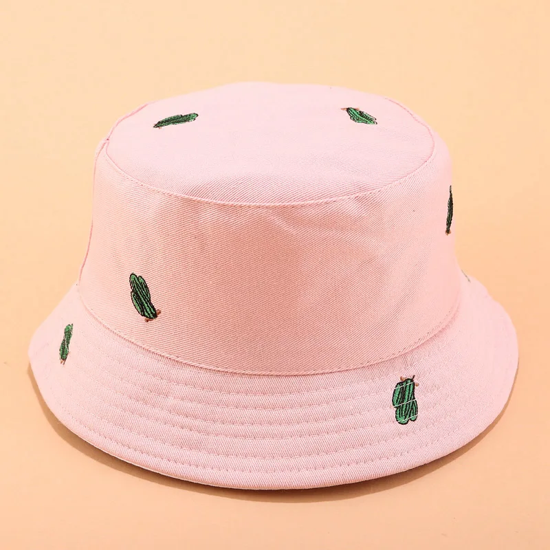 2020 nye kaktus broderi dobbelt-sidet fiskeren hat mænd og kvinder udendørs solskærm travel leisure caps spand hatte 5