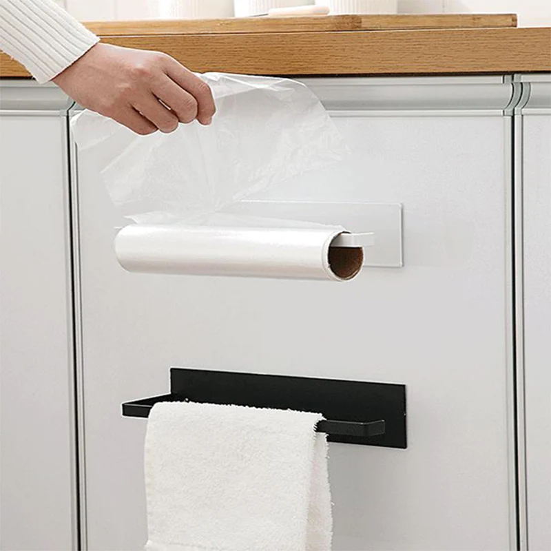 Køkken Gratis Punch Selvklæbende Rulle Toilet Papir Håndklædeholder Rack Håndklædeholder Væv Bøjle Rack Søm-Fri Kabinet Hylde 5