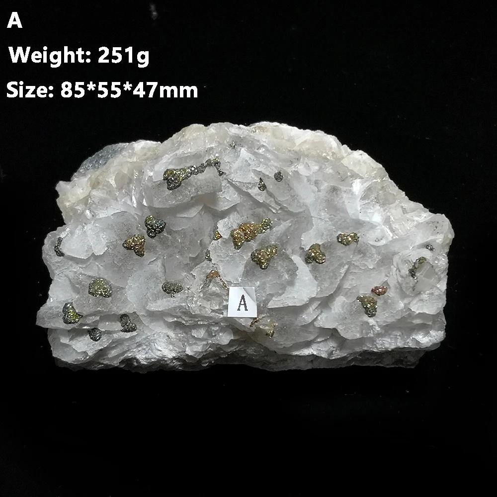 Natursten Calcit, Kvarts Pyrit Mineral Krystal-Prøve Fra Hunan-Provinsen, Kina A2-4 5
