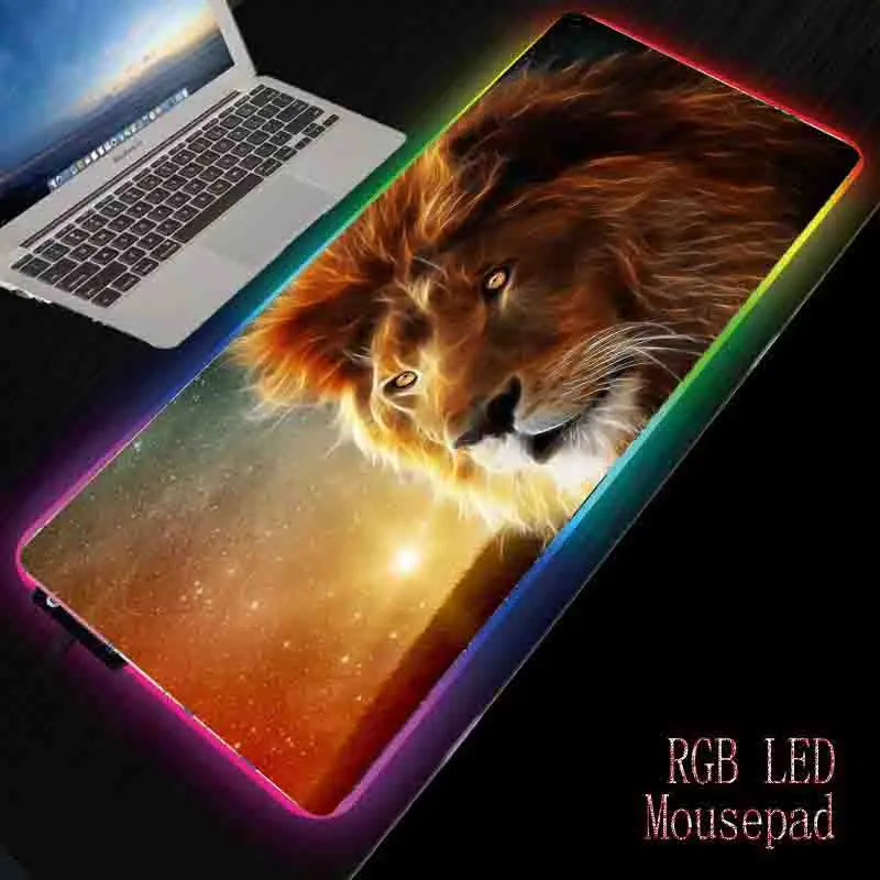 XGZ Stor musemåtte Dyr Lion RGB Gaming musemåtte LED Lysende Farve Belysning Trådløs Opladning musemåtte Bruser Mat 5
