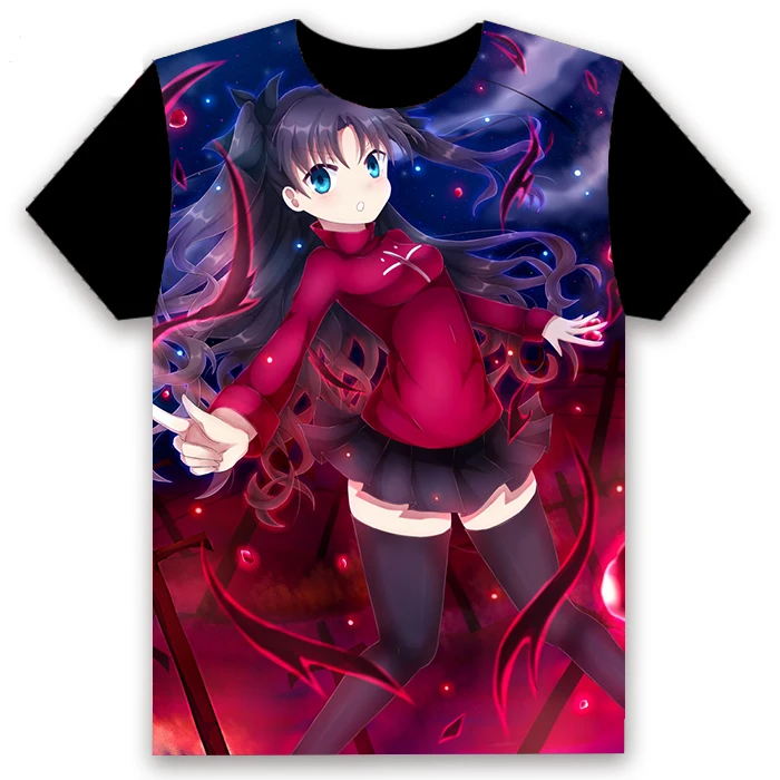 Kortærmet T-shirt Animationsfilm Fate/stay night Rin Tohsaka Cosplay Korte Ærmer Unisex Studerende Casual Black Tee Sommer Mode Shirt 5