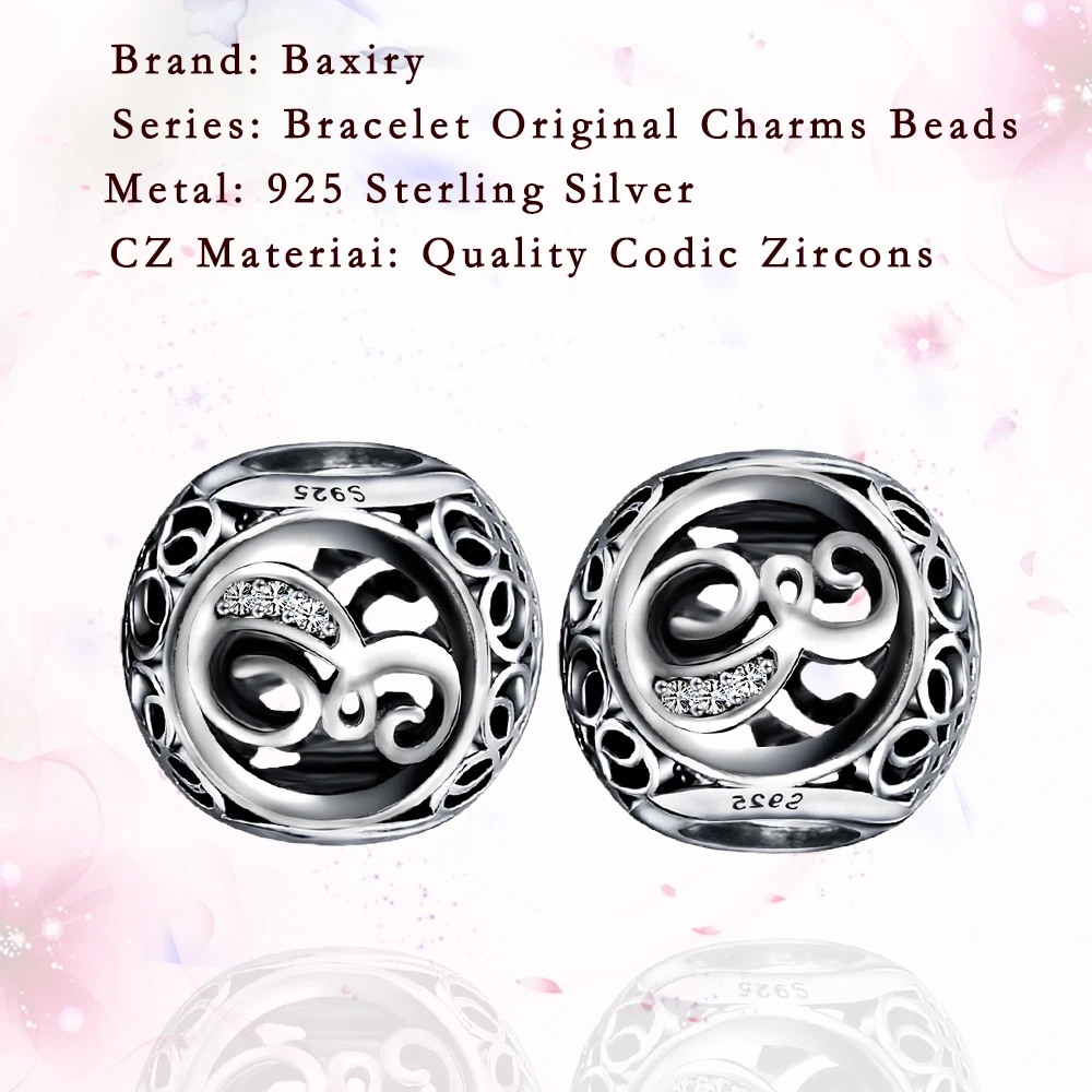 Smykker DIY 925 Sterling Sølv Passer til Charms Sølv 925 Oprindelige Armbånd Perler Alfabet Bogstav Charm Perler For Kvinder 5