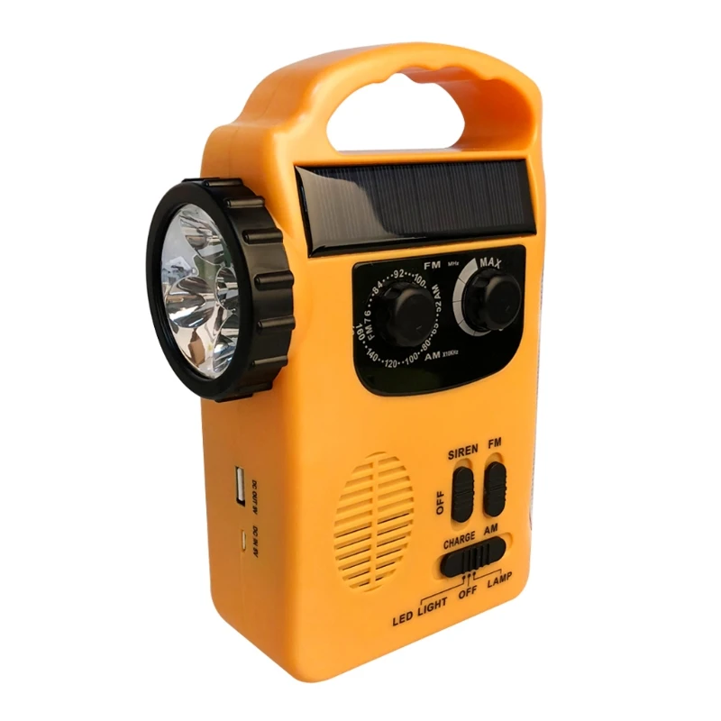 Offentlig Nød Solens Dynamo Radio Bærbare ER FM Radio Power Bank med LED Lommelygte Nødsituation Lampe 5