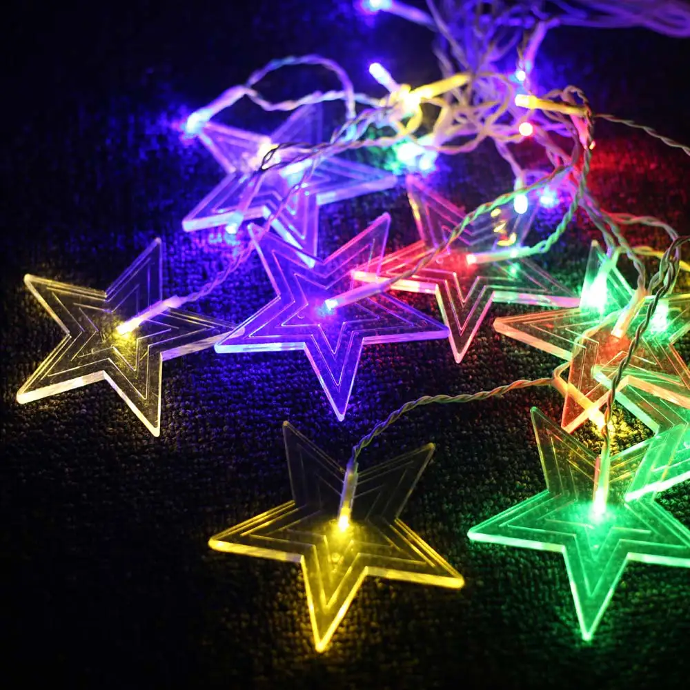 Star Icicle String Lys for Gardin Dekoration,8stk 10cm Stjernede 28Leds Lys, Lav Spænding kulørte Lamper til Fest,Bryllup,Have, 5
