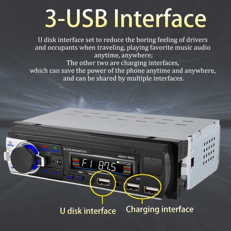 508 Bil Radio SD U Disk Afspilning MP3 Bluetooth-3-USB-3.1 18.8 * 5.8 * 8.8 cm DC12V Magnetiske Mobiltelefon Holder Vært Afspiller 5