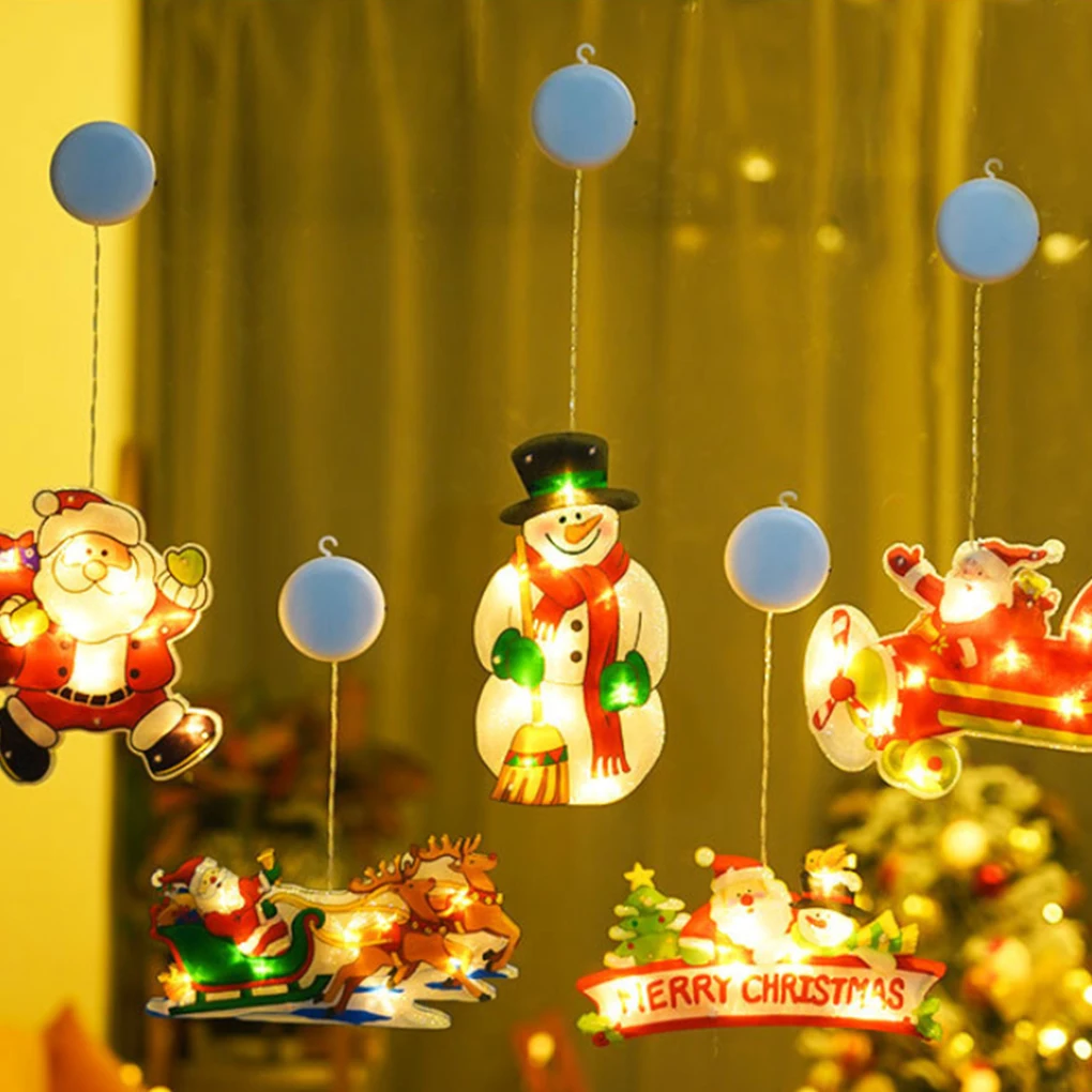 Led String Lampe Vindue Hængende Pendel Xmas Tree Santa Sucker Lampe Jul Lys Hængende Hjem Indendørs Rum Udsmykning Ferie Lys 5