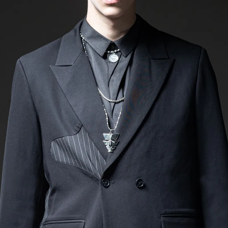 Gratis Forsendelse Nye mænd MANDLIGE mode 2020 jakke dark stribet suit blazer BC203106011 og Harem Bukser BC203117016 2 stk sæt 5