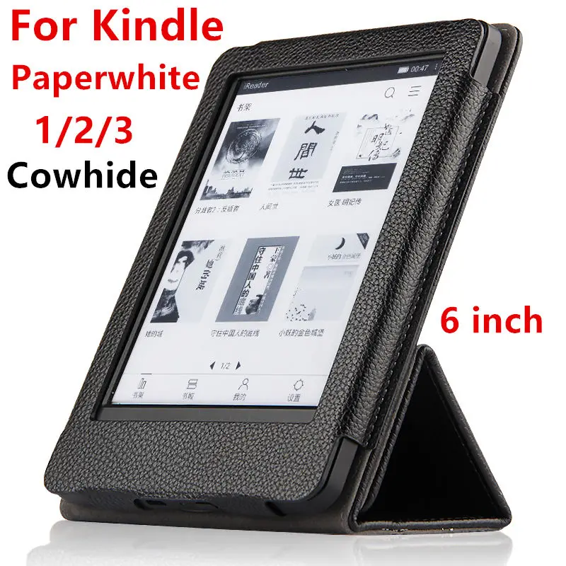 Sagen Koskind Til Amazon Kindle Paperwhite 3 2 1 Beskyttende e-bogs-Læser Smart Cover Beskytter Ægte Læder Sleeve 6