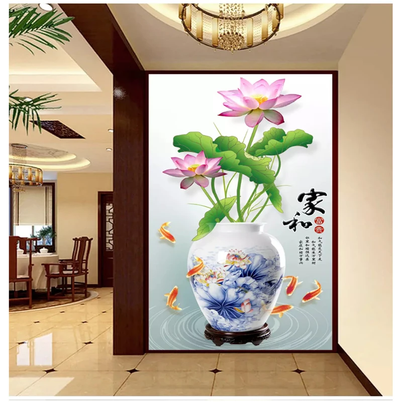 Beibehang Custom mode tapet tre-dimensionelle præget lotus ny Kinesisk blæk maleri veranda baggrund vægmaleri 3d tapet 5