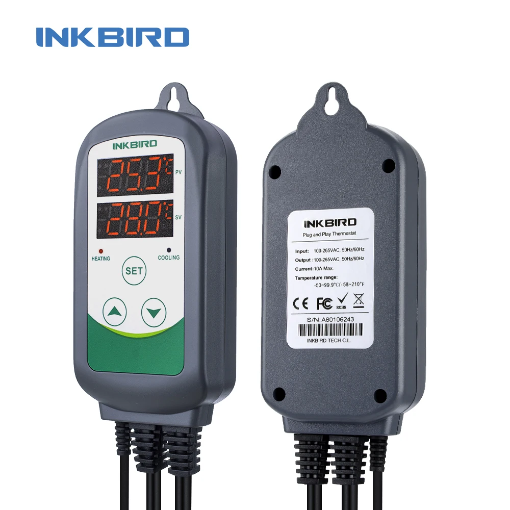 Inkbird ITC-308 Op til 2.000 W(220V) Opvarmning og Køling Dobbelt Relæ temperaturregulator for elektriske apparater til homebrew 5
