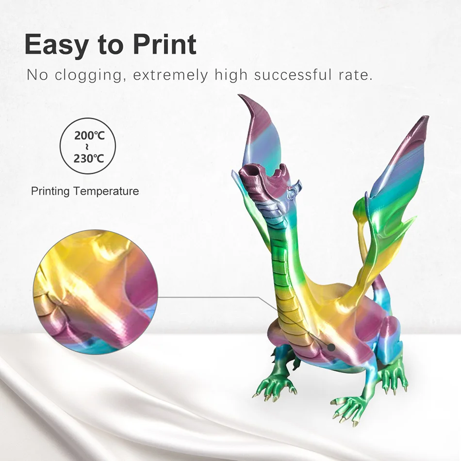 SUNLU Silke Rainbow Filament 1.75 mm 1 kg For 3D-Printer Skinnende Farve PLA Filament Silke Tekstur Udskrivning Materialer 5