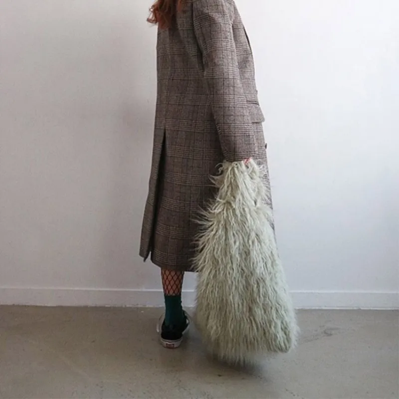 Kvinder Vinteren Faux Fur Håndtaske Mode Furry Spand Tasker Imiteret Pels Taske Taske Tote Taske Søde Plys Vest Taske Kvindelige Pung 5
