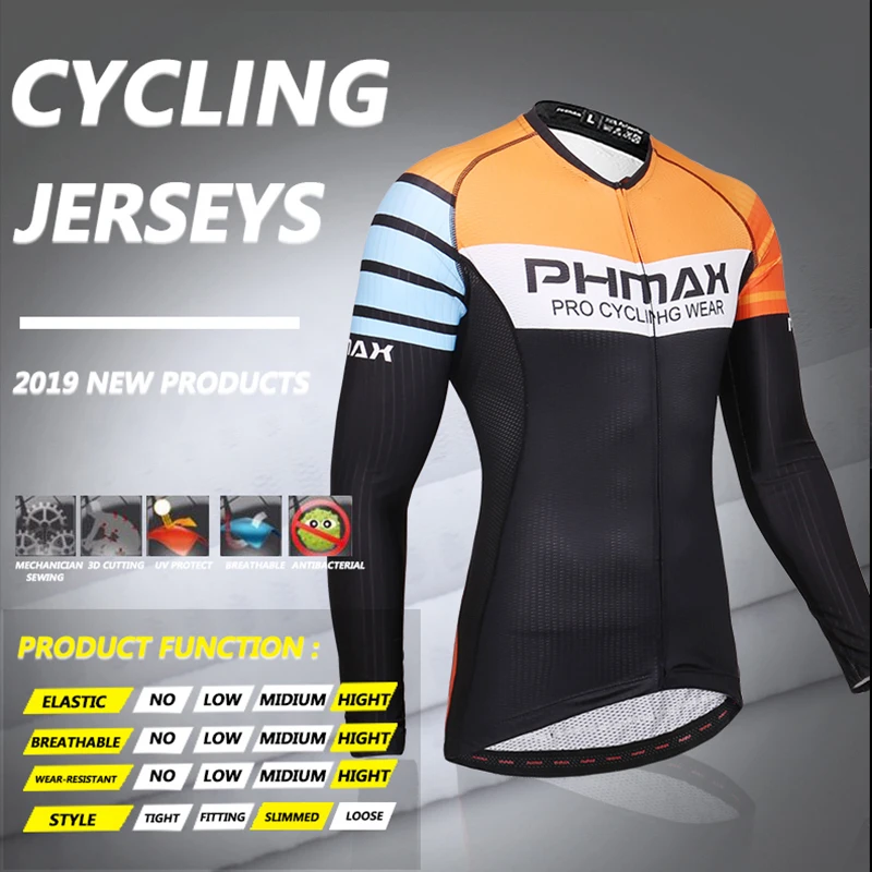 PHMAX Polyester langærmet Trøje Efteråret MTB Cykel Cykling Tøj Foråret Quick-Dry Racing Cykel Cykling Tøj 5