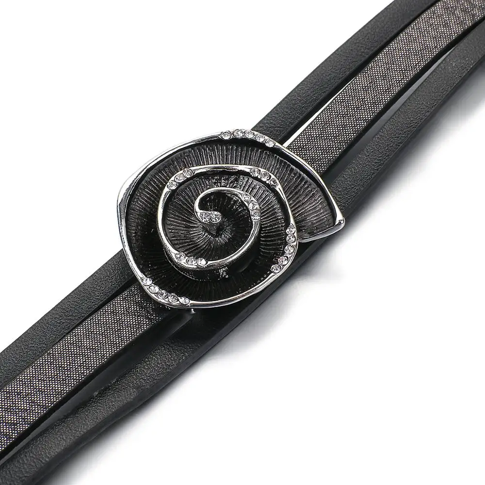 FLASHBUY Nye Design Sort Læder Armbånd til Kvinder Rhinestone Geometriske Armbånd Smykker Valentine ' s Day Gave 5