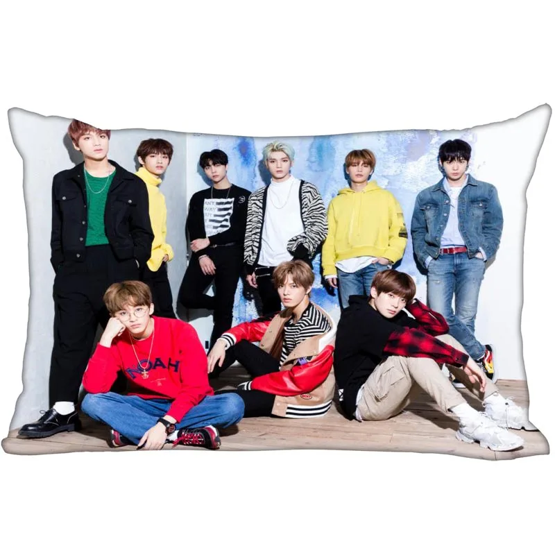 Hot Korea-Pop Brugerdefinerede NCT Satin Pudebetræk 35x45cm (én side) Udskrevne Lynlås Silke PillowCover Brugerdefinerede Logo gave 5