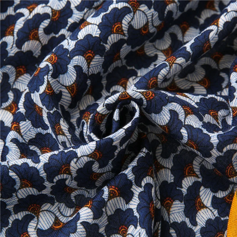 Mænds Mode med Navy Blå til Rosa Blomster Kvast Viscose Sjal Tørklæde Efteråret Print Wrap Hovedbøjle Bufandas Muslimske Hijab Sjaal 180*90Cm 5