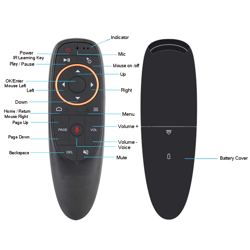 G10 Stemme Fjernbetjening 2.4 G Wireless Air Mouse Mikrofon Gyroskop IR-Læring til Android tv box X96 mini HK1 mini H96 ANTAL 5