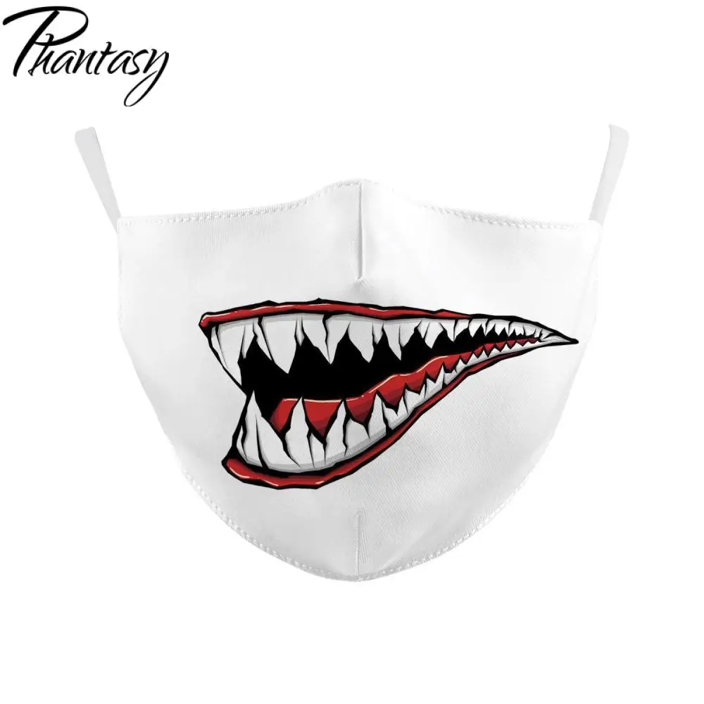 Phantasy Mode Genanvendelige Beskyttende Anti Støv ansigtsmaske Genanvendelige Munden-dæmpe Sjove Tegneserie Udskrivning Unisex Halvdelen Munden Maske 5