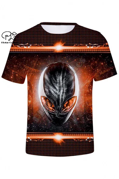 PLstar Kosmos 3D Mode Harajuku Streetwear Fremmede Rumskib UFO Galaxy Unisex Casual Sjove t-shirts, Korte ærmer a1 5