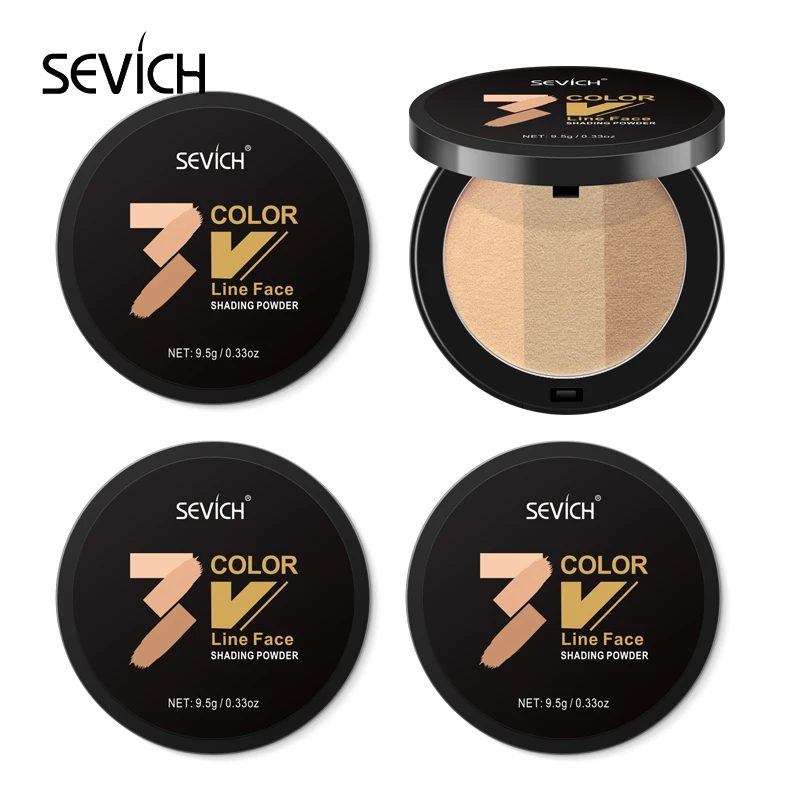 Sevich 3 farver Ansigt Skygge Pulver Kontur Pulver Makeup Palette Skygge Pulver Kontur 3D ansigt Ansigt & hals Bronzer Kosmetiske 5