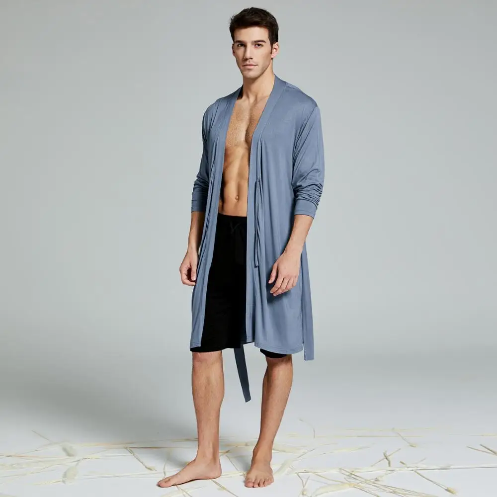 Mænd ' s Modale natkjole morgenkåbe sexet kjole Nattøj Nat Skjorte Pyjamas Loungewear 5
