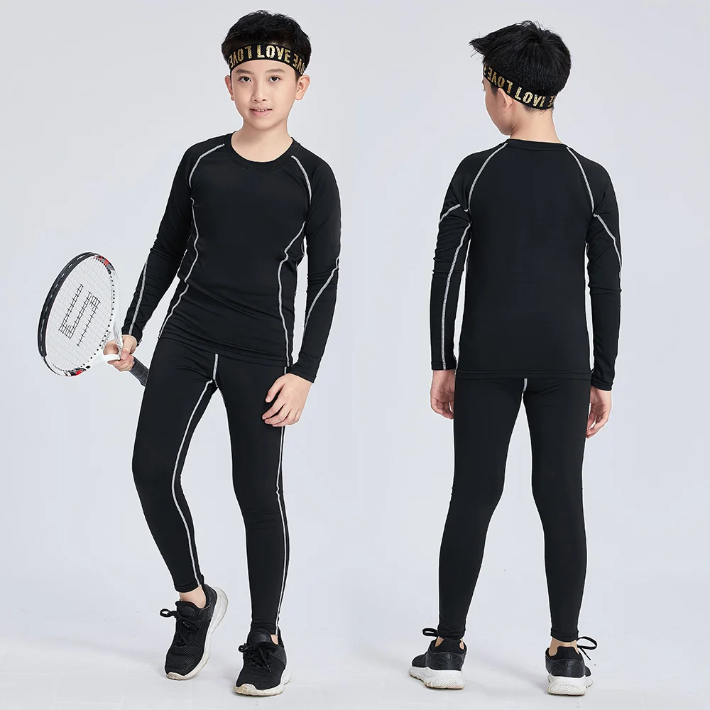 Efteråret Drenge Badminton Termisk Undertøj Sæt Kids Sportstøj Piger Sport Sæt Skjorter og Bukser Hurtig Tørring Børns Træningsdragt 5