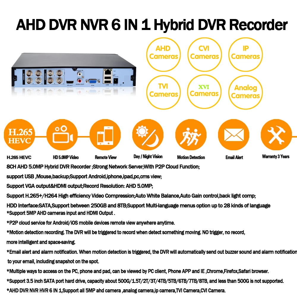 AI Face Detection ansigtsgenkendelse Hente AHD Netværk DVR Video-Optager 8CH H. 265 Real 5MP DVR NVR IP Sikkerhed Kamera Kit 5