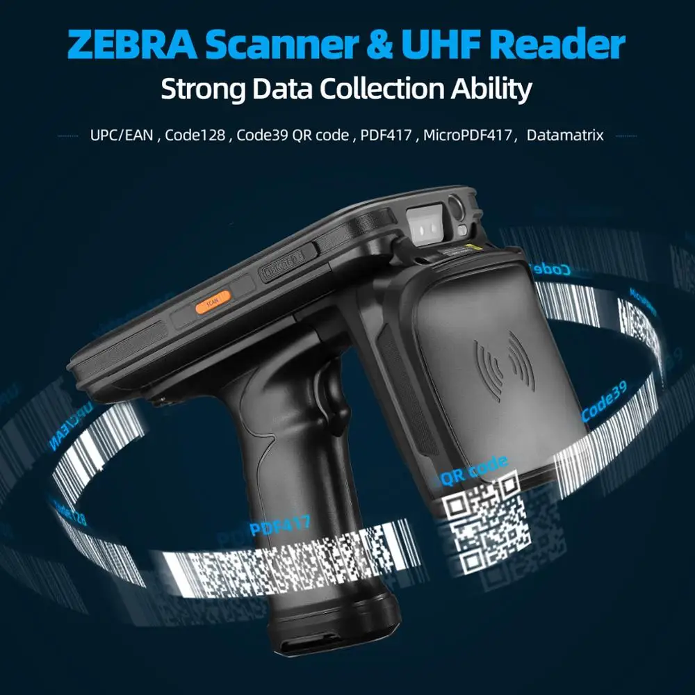 MUNBYN Håndholdt Android 8.1 PDA Rugged POS Terminal Zebra barcode Scanner 2D 4G Opgørelse dataindsamler UHF RFID-Læser 8000mAh 5