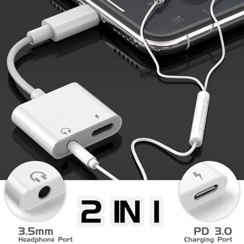 2-i-1 USB-C Adapter med 3,5 mm Stik til Hovedtelefoner, Kompatibel med iPad Pro og Type-C Jack Telefon 5