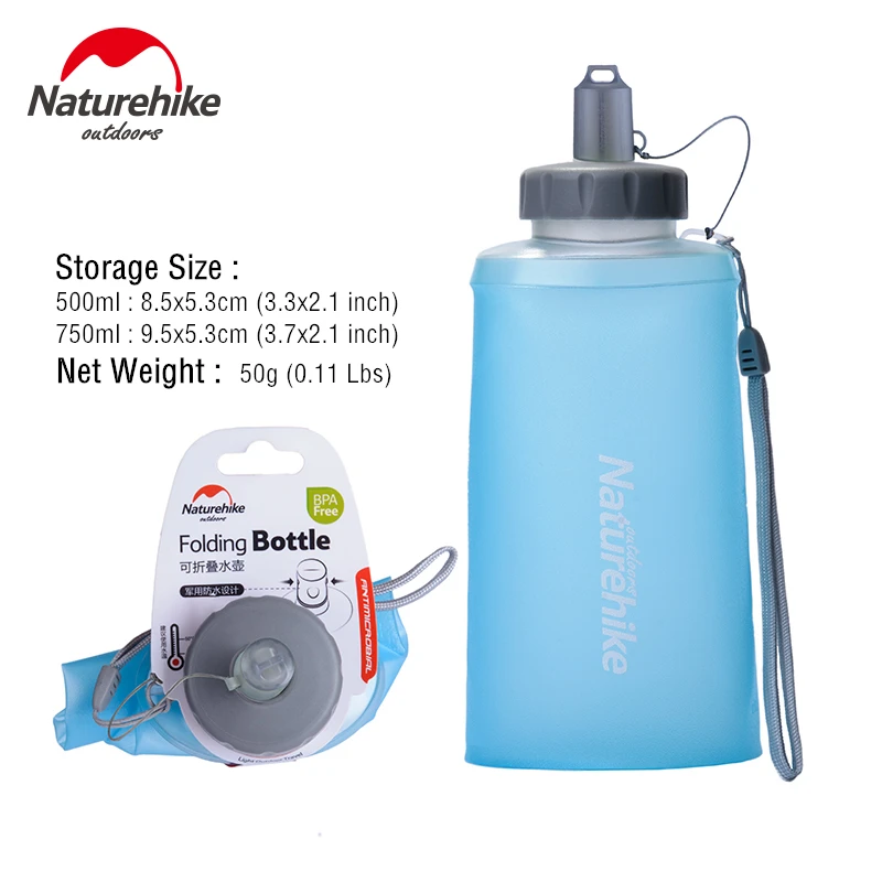 Naturehike Soft Flask Sammenklappelig Bærbare Silikone Vand Flasker Folde Ultralet Sports Bottle Kører Camping Vand Taske 5