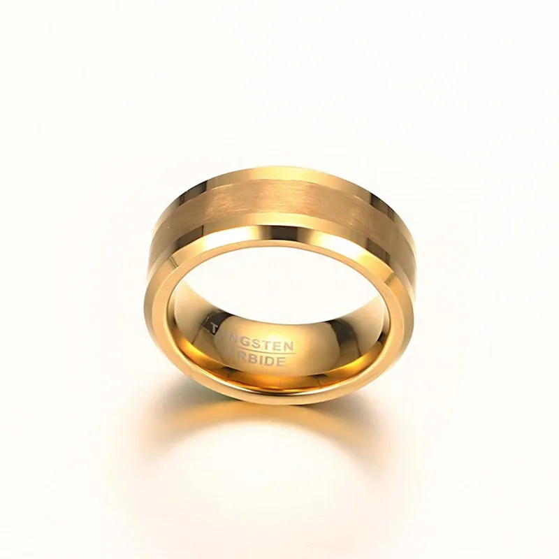 Klassisk to-tone 8mm bryllup band ægteskab ringe til mænd og kvinder, guld farve tungsten ring smykker 5