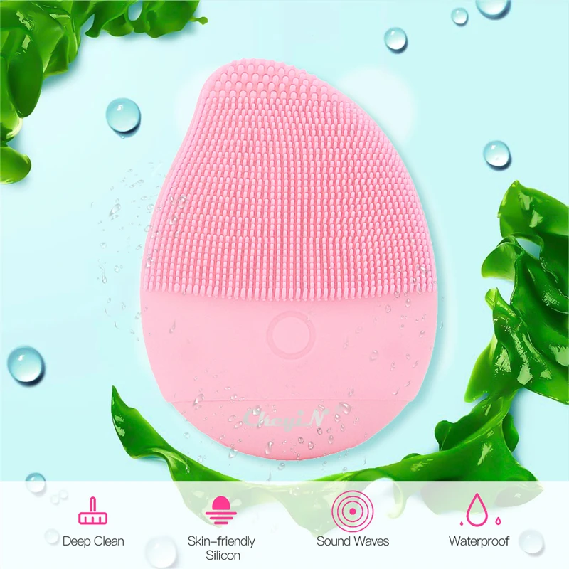 NYE Håndholdte Facial Cleansing Børste Sonisk Vibration Mini Ansigt Renere Silikone Deep Pore Rengøring Electric Vandtæt Massage 49 5