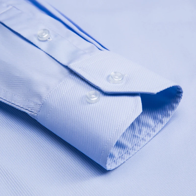 Mænds Klassisk langærmet Rynke Gratis Kjole Skjorte Enkelt Patch Lomme Standard-fit Formel Business Grundlæggende Design-Twill-Shirts 5