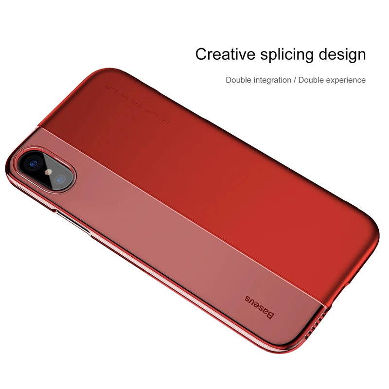 Baseus Phone Case for iPhone X Skinner Kreative Splejsning Design-Anti-fingeraftryk Beskyttelse Dække Sagen Rød Guld 5