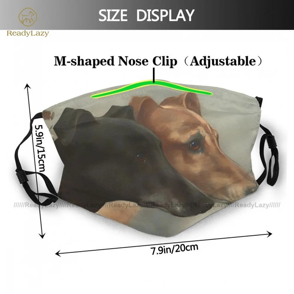 Charme Justerbar Greyhound Ansigtsmaske Fantasi Voksne Klud Facial Munden Maske Med Filter 5