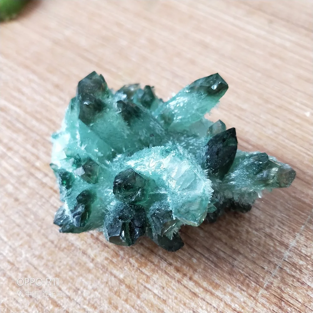 200-250g Naturlige grønne spøgelse cluster krystal Kvarts Cluster Prøve Healing Mineral Sten 5