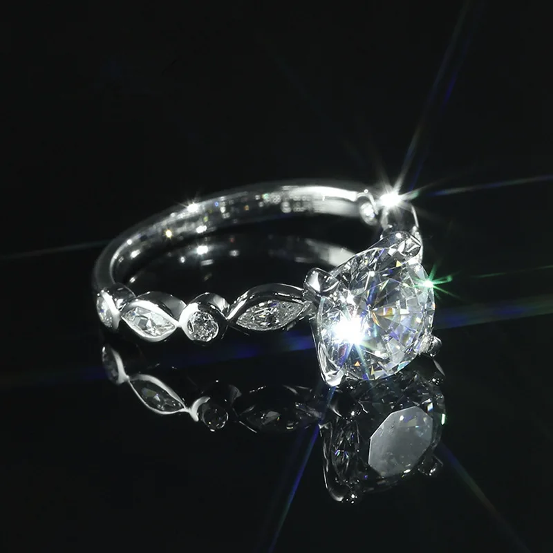 Yanleyu Ægte 925 Sterling Sølv 1 Carat CZ Diamant Engagement Bryllup Bands Ringe til Kvinder Stempel S925 Fine Smykker PR147 5