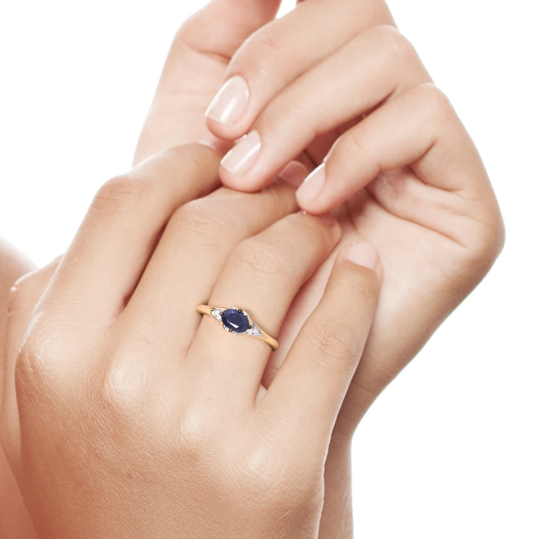 VISTOSO Guld Ring For Kvinde Ægte 14K 585 Gult Guld på en Naturlig Blå Safir Skinnende Diamant anillos Enkle Trendy Fine Smykker 5